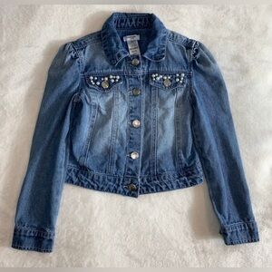 Bebe girls beaded denim jacket size S(7-8)